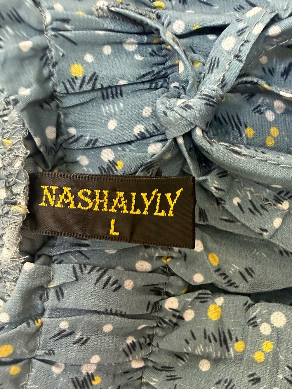 Nashalyly Tiered Light Blue Floral Drawstring Skirt With Built In Shorts - Picture 2 of 5